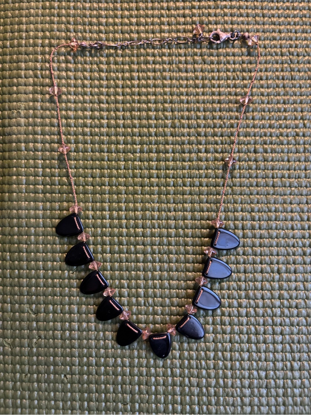 Vintage Y2K Whimsigoth Black Geometric Bead and Knot Necklace